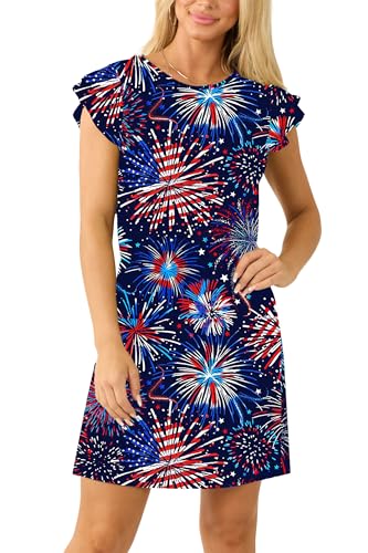 Image of AOBUTE Womens 4th of July Dress American Flag Party Dresses USA Parade Mini Dress
