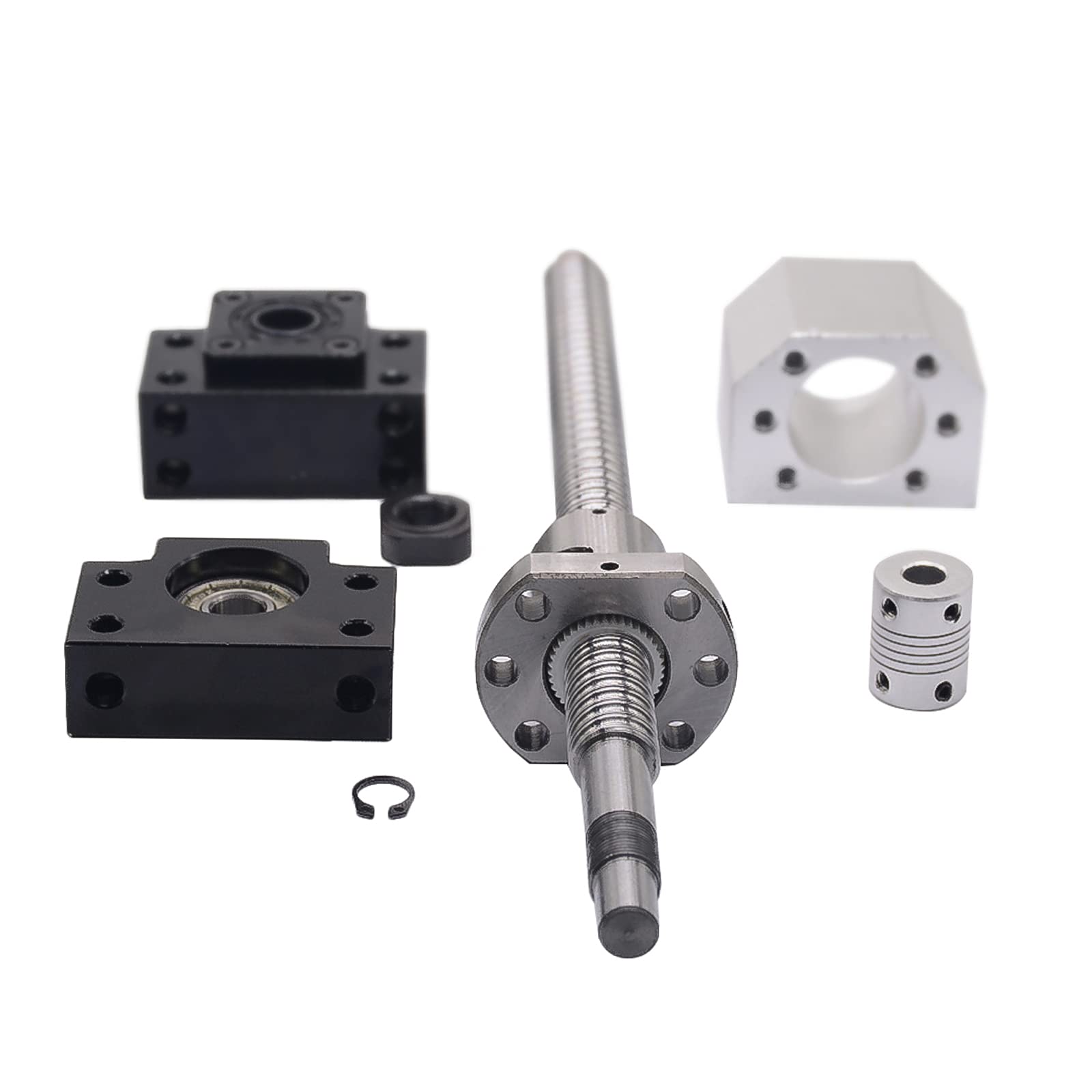 SFU1605 Juego de husillo de bolas de 600 mm, husillo roscado de acero inoxidable, husillo de bolas con soporte BK12/BF12, carcasa de tuerca y juego de embrague, piezas CNC