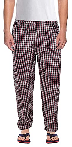 Image of Blended Men's Cotton Checkered Printed Pyjama, Pajamas Colors -(Red, Blue Pack of 2