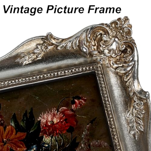 Image of Vintage Picture Frame Silver 8x10 Victorian Picture Frames Gothic | Matted to 5x7 or 8x10 Photos, Real Glass, Tabletop or Wall Display