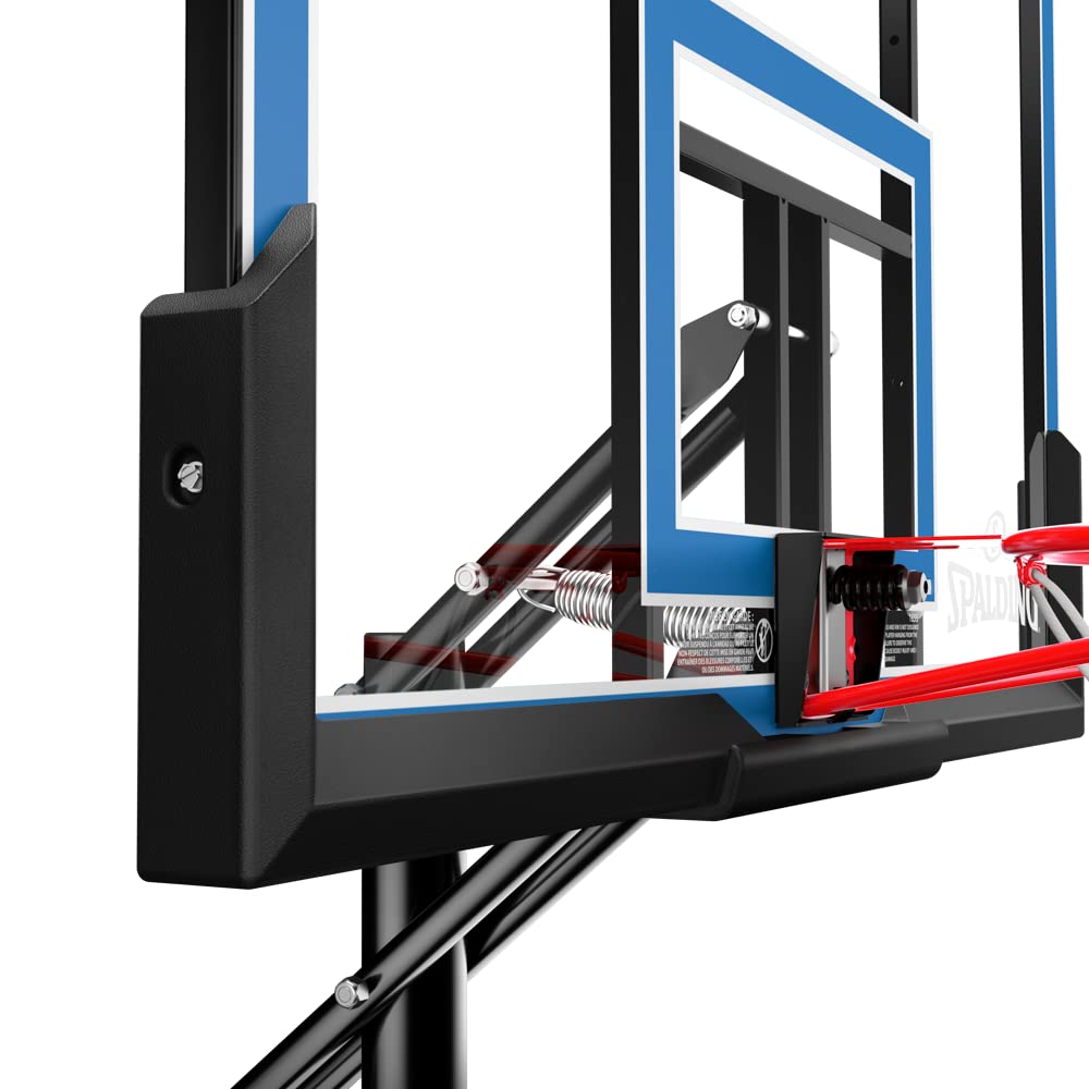 Spalding Gametime Series Hoop - Canestro da basket - Dimensioni 122 cm - Piano in policarbonato - Regolazione dell'altezza - Slam Jam incluso - Elevazione preimpostata Pro Glide