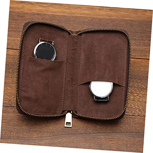Étui à montre de rangement cuir marron portable Healeved sécurité