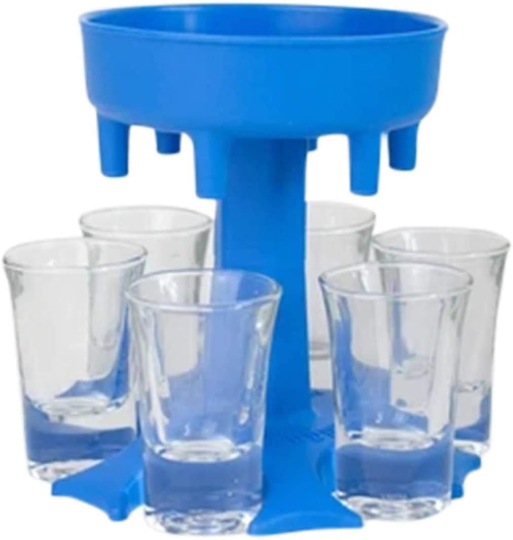 6 Shot Glass Dispenser and Holder, Dispenser for Filling Liquids with 6 Pcs 1.2oz Acrylic Cup for Bar Shot, Wine, Cocktail and Whiskey Dispenser