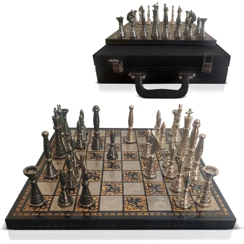 Set de Ajedrez Tribal Warli Metal en Caja de Cuero miniatura 1