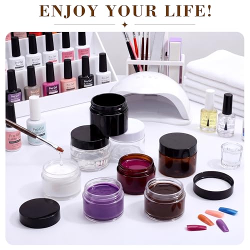 Image of Patelai 4 Pcs Plastic Jars Wide Mouth with Lids,4 Ounce,Classic Mix Color