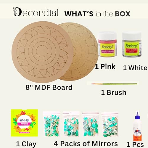Image of 8 inch Premarked White pink lippan art material diy kits art and craft kit for adult lippan art tool clay for lipan art diy art kits art kit mdf board for lippan art lippan art kit lippan art wall decor art kit art kit for adults lippan art materials kit lipan art work kit