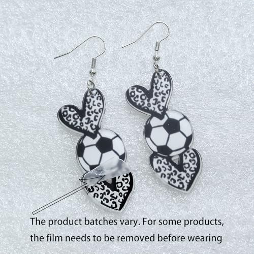 Acrylic Game Ball Dangle Earrings, Leopard Heart Pumpkin Sports Soccer Football Earrings Lover Jewelry Women Mom Game Day Player Fan Gift3
