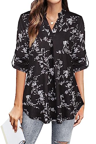 BEPEI Women's 3/4 Sleeve V-Neck Casual Business Shirts