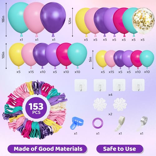 Image of Amandir 153pcs Purple Blue Pink Balloon Garland Arch Kit Different Sizes