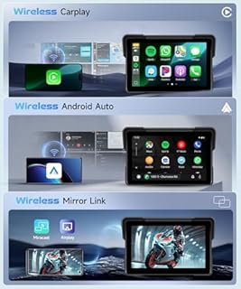 Kynnt 7 Inch Motorcycle CarPlay GPS Navigation System, Android Auto Portable CarPlay Screen for Motorcycle, Dual Bluetooth Car Play Moto, Si-ri, Goo-gle Assistant, EQ, IP67 Waterproof Moto Screen