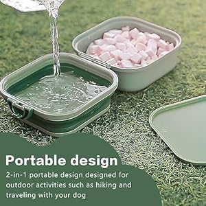 Collapsible dog water bowl portable dog bowl for traveling 2 in 1 pet food and water feeder  travel dog bowls with lid for walking traveling camping and hiking   cucciolini doodles