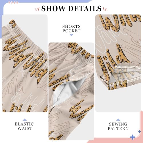 ZZXXB Wild Leopard Print Boys Long Pants Soft Trousers Elastic Waist Kids Lounge Bottoms with Pockets S-XL4