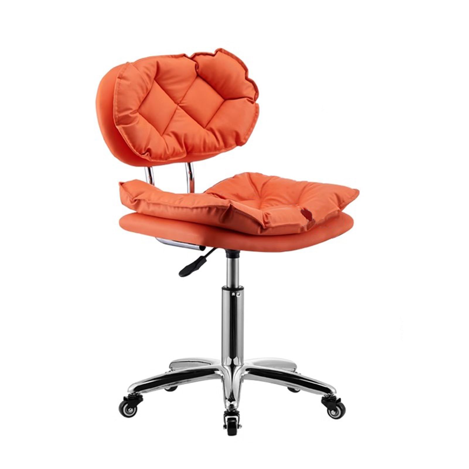 Sgabello da ufficio con ruote, sedia girevole in pelle PU, regolabile in altezza, sgabello da salone e cucina, comodo con schienale