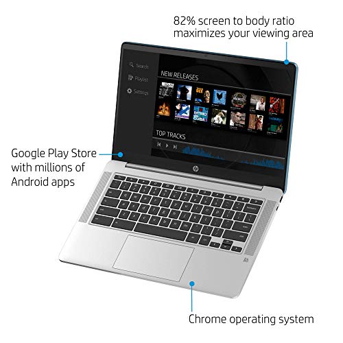 Image of HP Chromebook 14-inch FHD Laptop, Intel Celeron N4000, 4 GB RAM, 32 GB eMMC, Chrome (14a-na0090nr, Forest Teal) (Renewed)