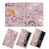 APVDSH Credit Card Skin, Cute Debit Card Skin Sticker, 4Pcs Stylish Slim Anti-Wrinkling Removable Credit Card Sticker for Transportation, Key Light Pink Leopard