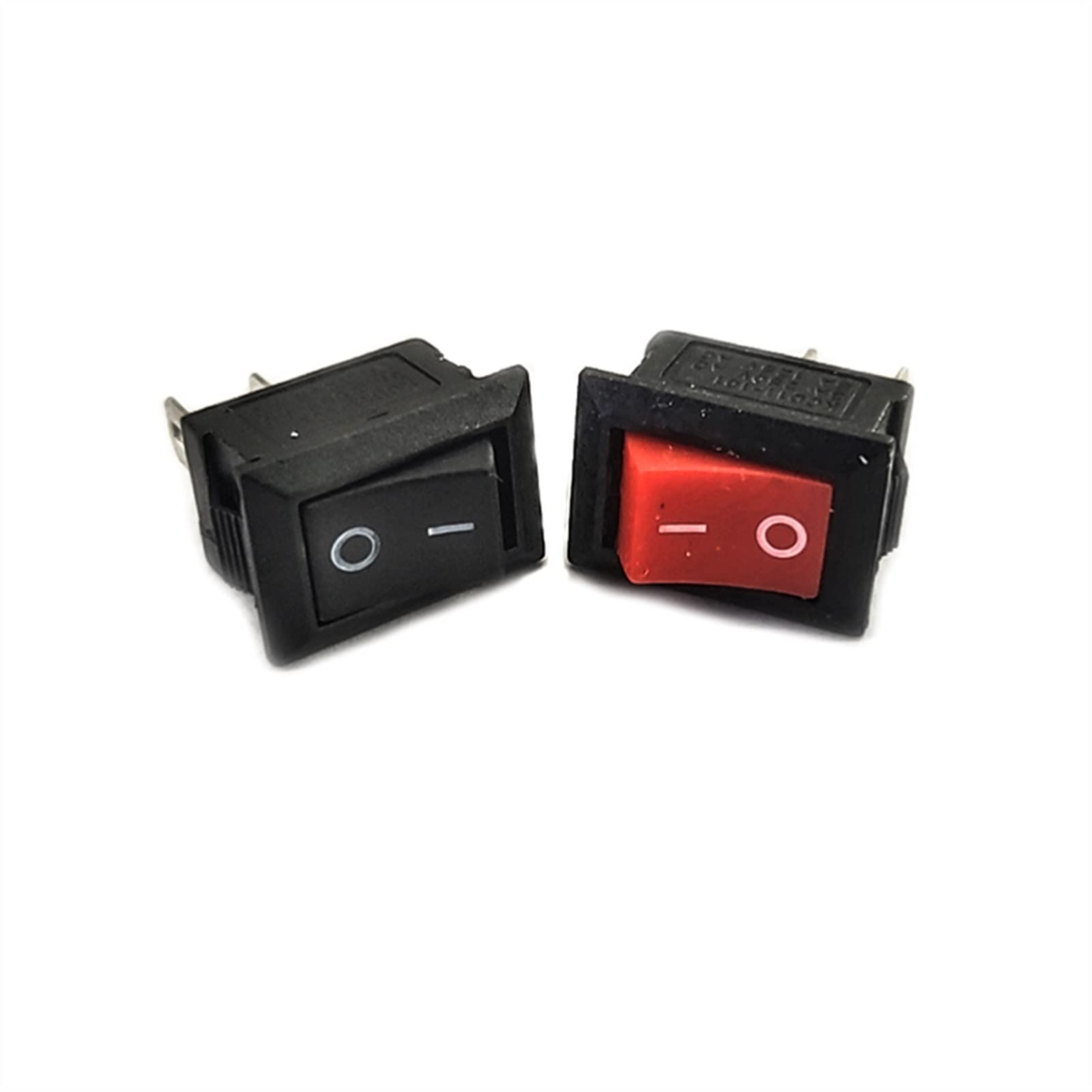 Interruptor Basculante ON-OFF 2 Posiciones, 250V 6A, SPST 2 Pines - Color Negro, 10 Unidades - Para Luces, Electrodomésticos, Coches
