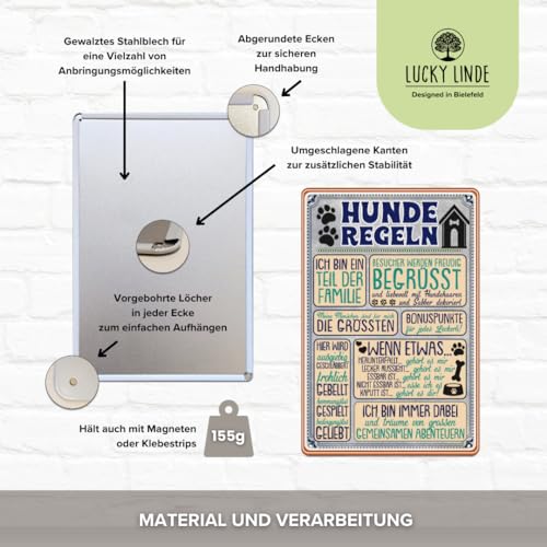 30 x 20 cm – Wetterfestes Hundeschild, Hunde Deko Regeln Schild, Lustiger Spruch für Hundebesitzer (Hunderegeln)