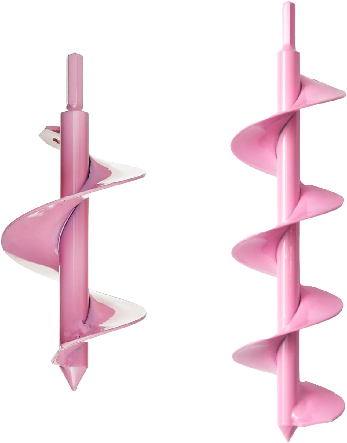 Power Planter Bulb & Bedding Black Auger Bit 3"x7" with 3/8" Non-Slip Hex Drive | DIY Guru Garden Drill Auger Bit 3"x12" - Made of Steel with a 3/8" Non-Slip Hex Drive - All Pink Bundle