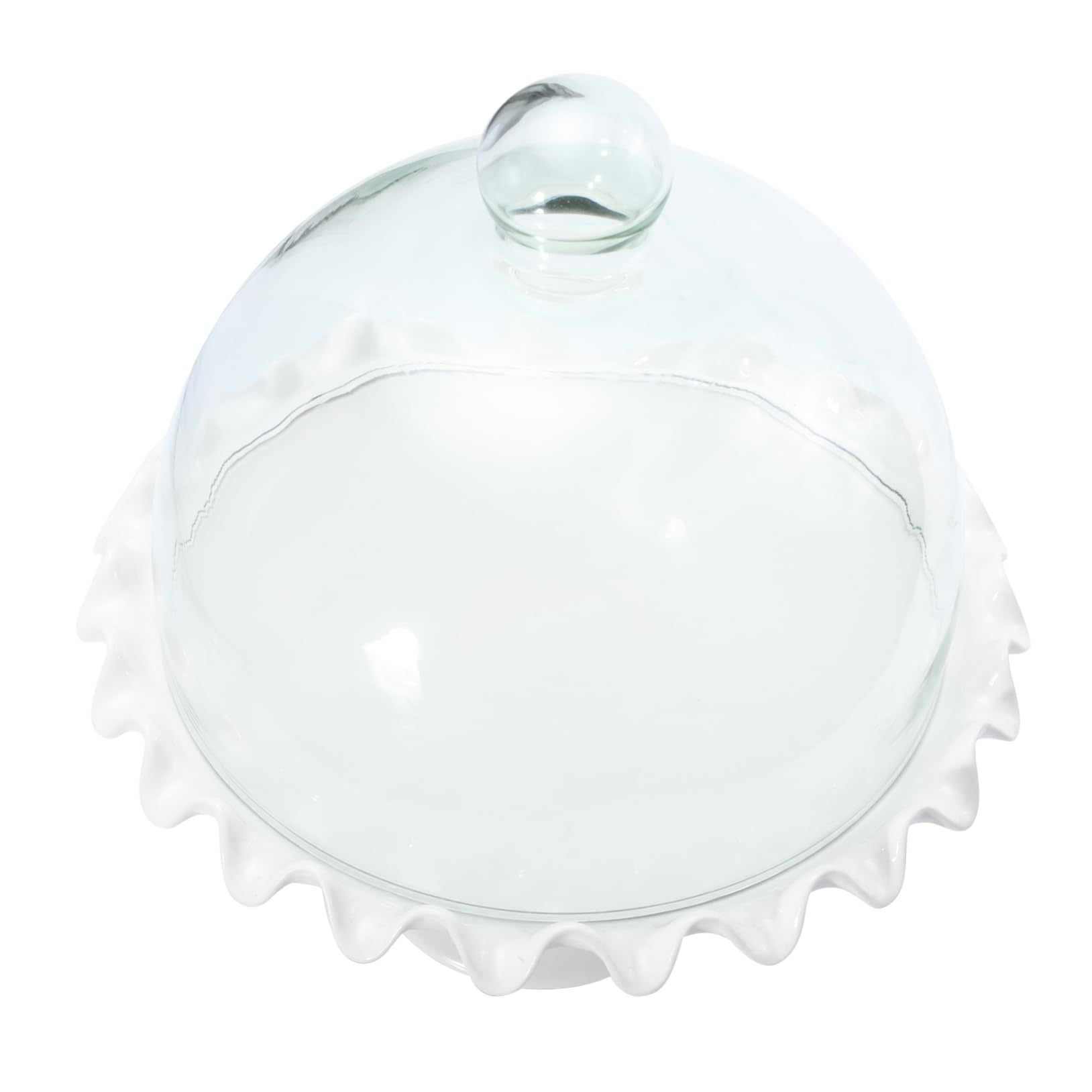 Couvercle à Gâteau en Verre Transparent avec Plateau Céramique, 1 Set