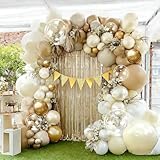 Guirnalda de arco de globos de arena blanca, doble relleno pastel, crema, beige, nude, perla, blanco, kit de globos de látex para boda, cumpleaños, bautizo, baby shower, decoración de fiesta