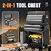 Crownland 8-Drawer Rolling Tool Chest with Wheels, Lockable 2 in 1 Detachable Tool Cabinet wit Drawers and Black Liners, Garage Top Toolbox & Bottom Storage Cart with Side Hooks(Black)