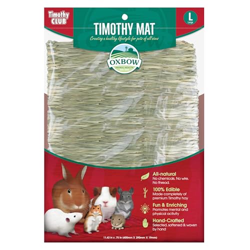 Oxbow Animal Health Timothy Club Mat, Large, Guinea Pig Hideout, Guinea Pig Toys, Bunny Toys, 100% Timothy Hay, Bunny Enrichment for Rabbit Cage, Oxbow Rat Cage Accessories