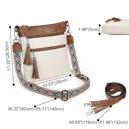 Image of Uromee Crossbody Bags for Women Trendy Vegan Leather Multi Pocket Tassel Ladies Shoulder Handbag Purse Adjustable Strap