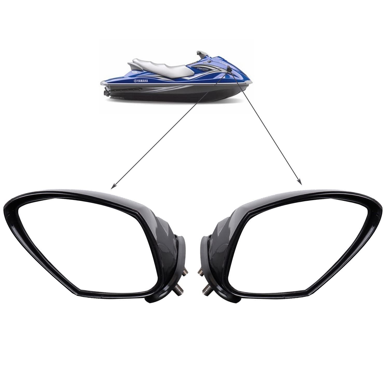 SPAUTO OEM PWC WaveRunner 2005-2009 Mirror Kit (LEFT AND RIGHT), Compatible with Yamaha VX110 Cruiser Deluxe Sport Mirrors Set …