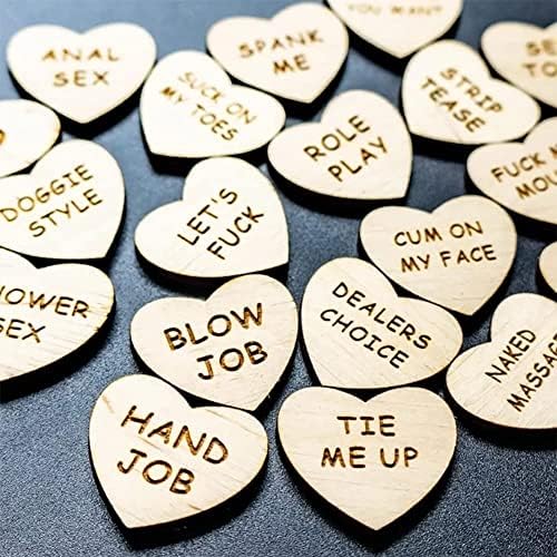 Umeloeo 20pcs Date Night Activity Token Funny Tokens Wooden Couples Date Night Activity Token Wooden Couples Date Night Romantic Night Sex Token Valentines Day (Circle 01)