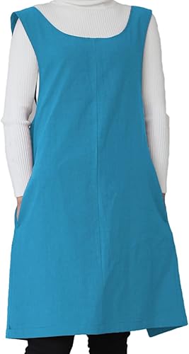 Miniatura 12 de Delantal de algodón y lino estilo japonés con espalda cruzada, con dos bolsillos, estilo X