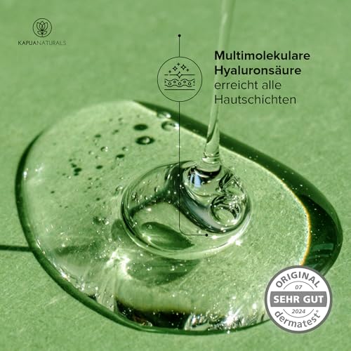 BIO Hyaluron Serum hochdosiert • 100ml +Vit E & B5 • 7-Fach Hyaluronsäure Serum Gesicht ✓100% Vegan&BIO ✓Anti-Aging Konzentrat ✓ Anti Falten Serum Naturkosmetik ✓Made in Germany ✓Hyaluronic Acid Serum