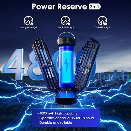 Image of TYPEC 2 Pack Solar Bug Zapper, 3 Solar Charging Panels, 4200V Mosquito Zapper, Auto On /Off LED Light, IP67 Waterproof, USB-C & Solar Powered, Indoor Outdoor Insect Killer for Yard Patio Garden