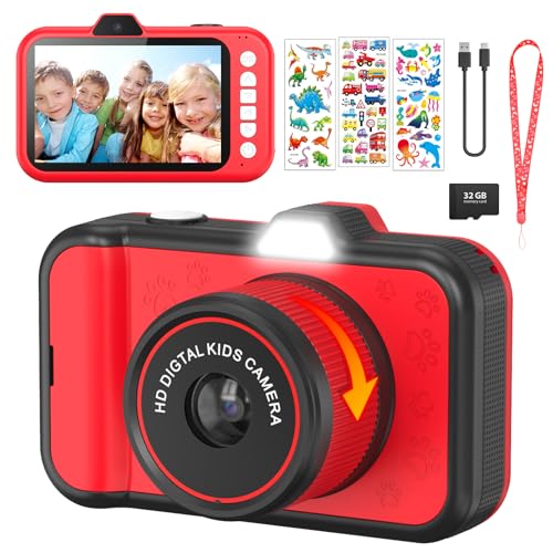 ULEWAY 3,5\" Großes Display Kinderkamera mit 360° Rotierendes Zoomobjektiv, Selfies, LED-Blitz, 1080P Fotoapparat Digitalkamera Kinder mit 32G Karte, Spielzeug Geschenke für Kinder 3-12 Jahre ULEWAY 3,5\" Großes Display Kinderkamera mit 360° Rotierendes Zoomobjektiv, Selfies, LED-Blitz, 1080P Fotoapparat Digitalkamera Kinder mit 32G Karte, Spielzeug Geschenke für Kinder 3-12 Jahre