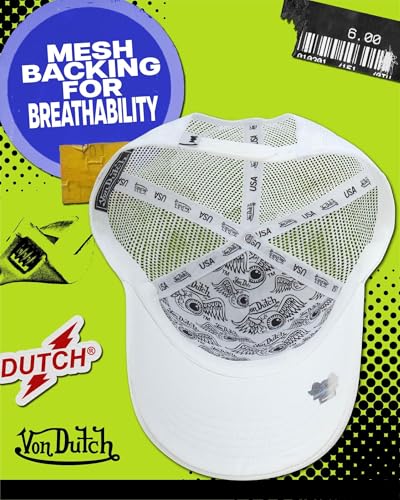 Image of Von Dutch Unisex Trucker Hat - Retro Classic Solid Color Mesh Back Snapback Baseball Cap for Men & Women.