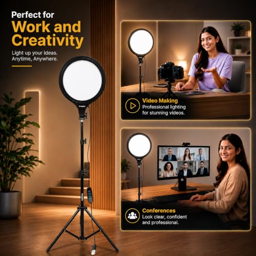 Image of Futopia 10-Inch LED Ring Light with Tripod Stand | 3 Color Modes (Warm, Cold & Mixed) | Dimmable 10W USB Powered Fill Light for YouTube, Live Streaming, Photoshoot & Video Recording