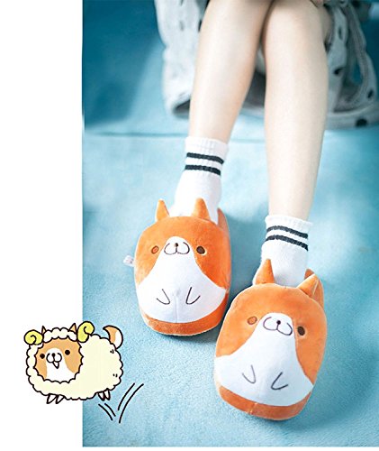 Cute Corgi Dog Non-Slip Warm Slippers,5-8 Yellow3