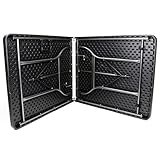 Nexos GM34524 Partytisch Klapptisch Gartentisch Rattan-Optik 180 x 75 cm stabil Esstisch Buffettisch Tragegriff bis 170 kg Metallgestell weiß braun Farbe wählbar (Schwarz) - 8