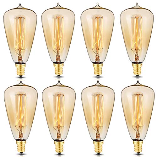 KINGSO 8 Pack E12 Vintage Edison Light Bulbs 40W 110V Antique Nostalgic Tungsten