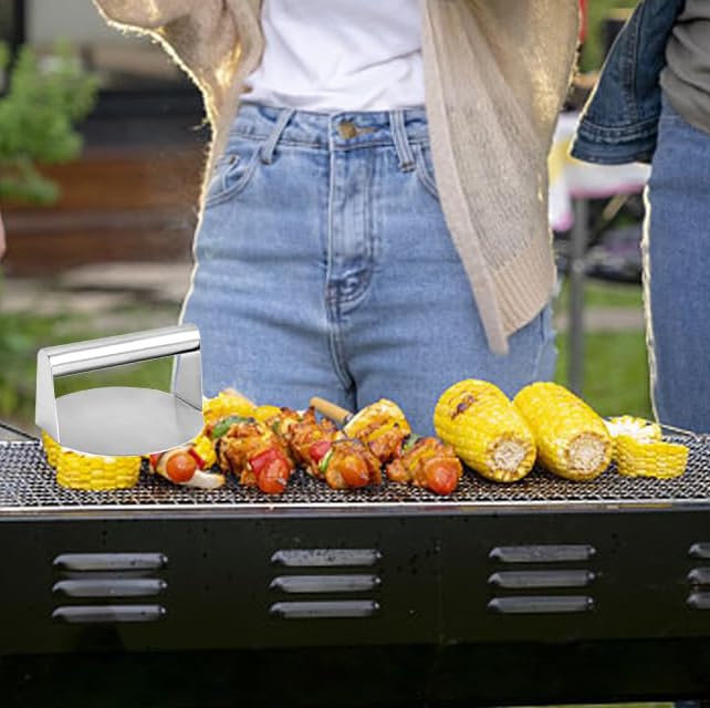 Stainless Steel Burger Press,5.51 Inch Round Heavy Duty Bacon Grill Burger Smasher Flat Top Griddle NonStick Grill Cooking for Smashburger Bacon Ground Beef Meat Sausage Kitchen Gadgets 2024 New - Image 3