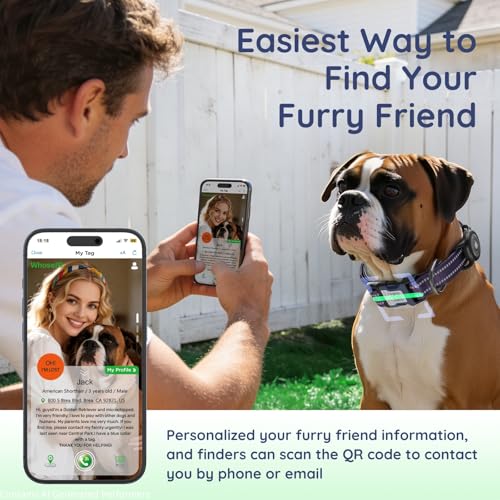 Image of Reflective Dog Collar with AirTag Holder, Waterproof Dog Collar with QR Code, Heavy Duty Adjustable Pet Collar for Small Medium Large Dogs, Purple
