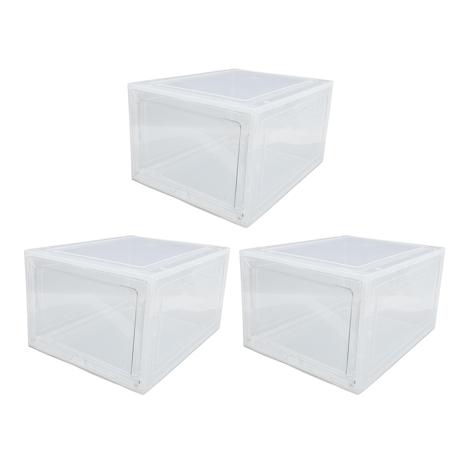 Sorandy Caja de Almacenamiento de Zapatos, Organizador de Zapatos Apilable Transparente con Apertura Lateral Gruesa y Puerta Frontal Magnética para, Ropa, Sombreros, Juguetes, 34,5x27,2x19cm