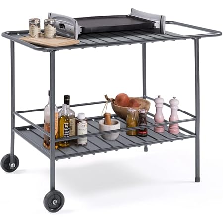 Desserte de jardin chariot pour plancha barbecue en bois avec
