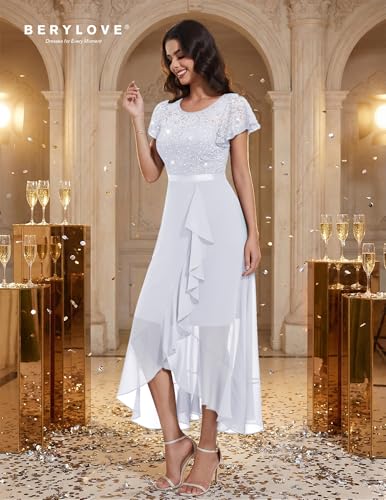 Image of BeryLove Formal Dresses for Women 2026 Wedding Guest with Slit Cocktail Elegant Lace Long Prom Dress