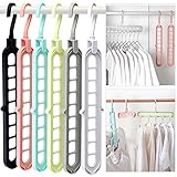Closet Organizers and Storage, Pack of 6 Multifunctional Closet Organizer Magic Space Saving Hangers with 9 Holes Closet Storage Organization for Wardrobe Heavy Clothes,Shirts,Pants,Dresses,Coats