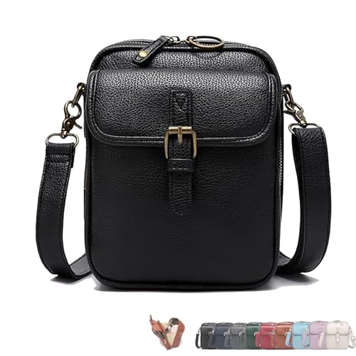 Forcipower Crossbody Bag,Urvashi Crossbody Leather Bag Rfid,Vintage Double Layer Leather Messenger, Anti-Theft