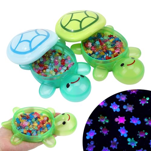 GGSTDDUP 400pcs Mini Resin Turtle & 2pcs Jumbo Resin Turtles Box Luminous Resin Animals Glow in The Dark for Crafts Dollhouse