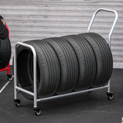 (de:Reifenregal, Rollregal für die Reifenlagerung 43,3 x 17,3 x 41,7, Hochleistungs-Rollregal aus Metall für den Innen- und Außenbereich, Reifenregal für Garagenlager)