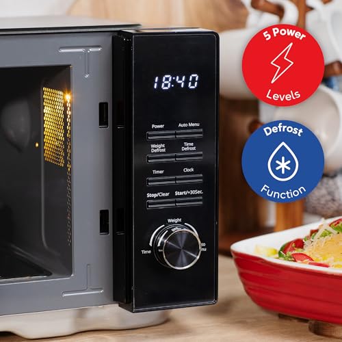 Russell Hobbs Digitale Flachbett-Mikrowelle mit 800 W Leistung, 8 Auto-Cook-Menüs, Auftaufunktion und Kindersicherung in Schwarz, RHFM2365B – Ansicht 6