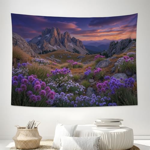 Tapisserie murale pour habiller un grand mur vide fond photo fleurs violettes