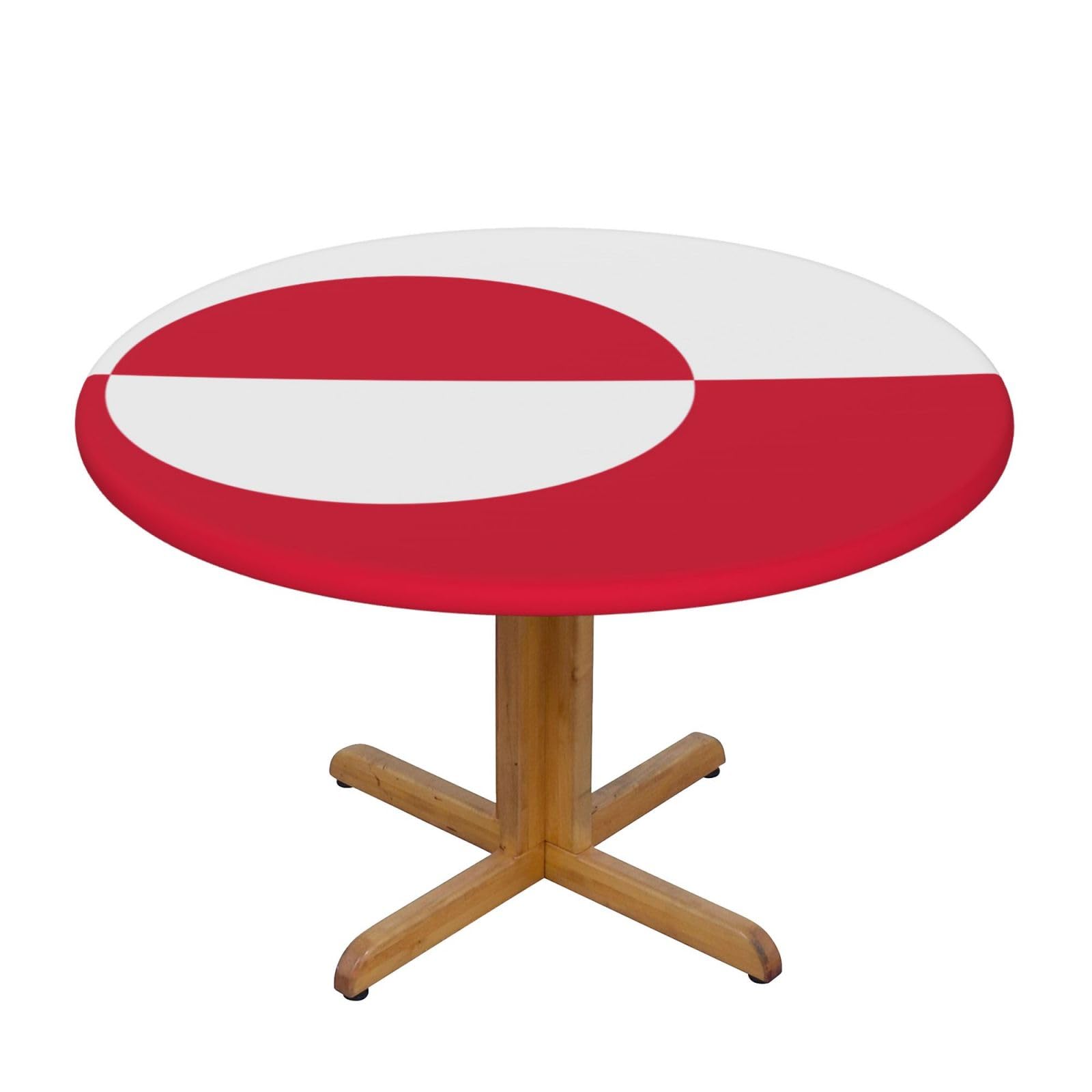 ZQYTGFDC Greenland flag S Decorative Round Tablecloth Waterproof Anti Stain Oil Proof Size for 40 50 inch
